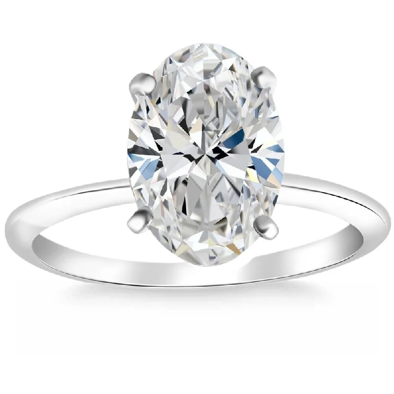 Affordable Engagement Rings with High - Quality Simulated DiamondsCertified 3.01Ct Oval Diamond Solitaire Engagement Ring Lab Grown 14k White Gold