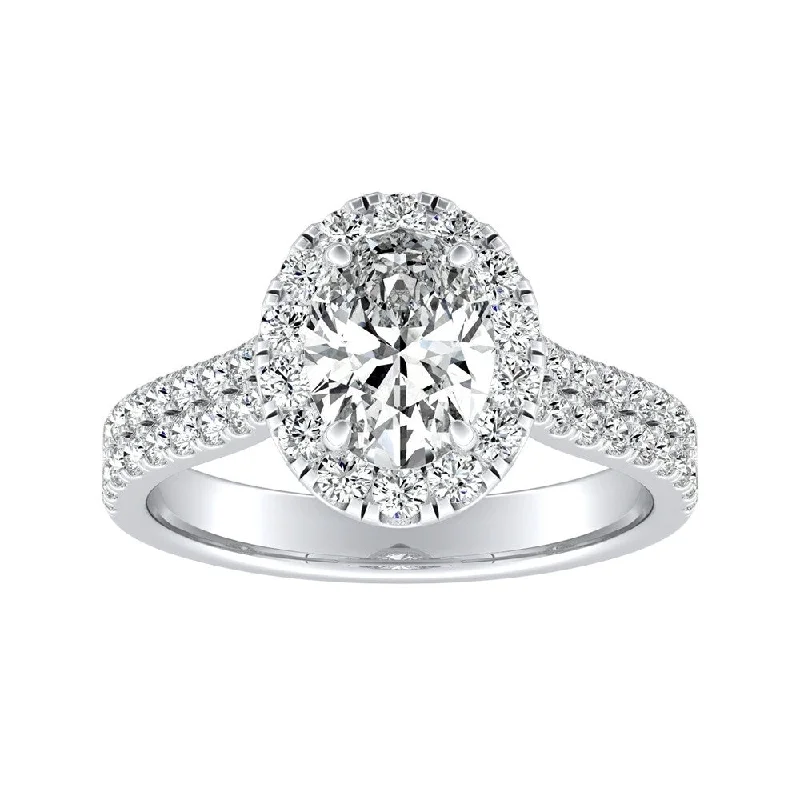 Minimalist Engagement Rings for a Simple and Elegant LookOval Shape Halo Diamond Engagement Ring 1 1/2ctw Platinum