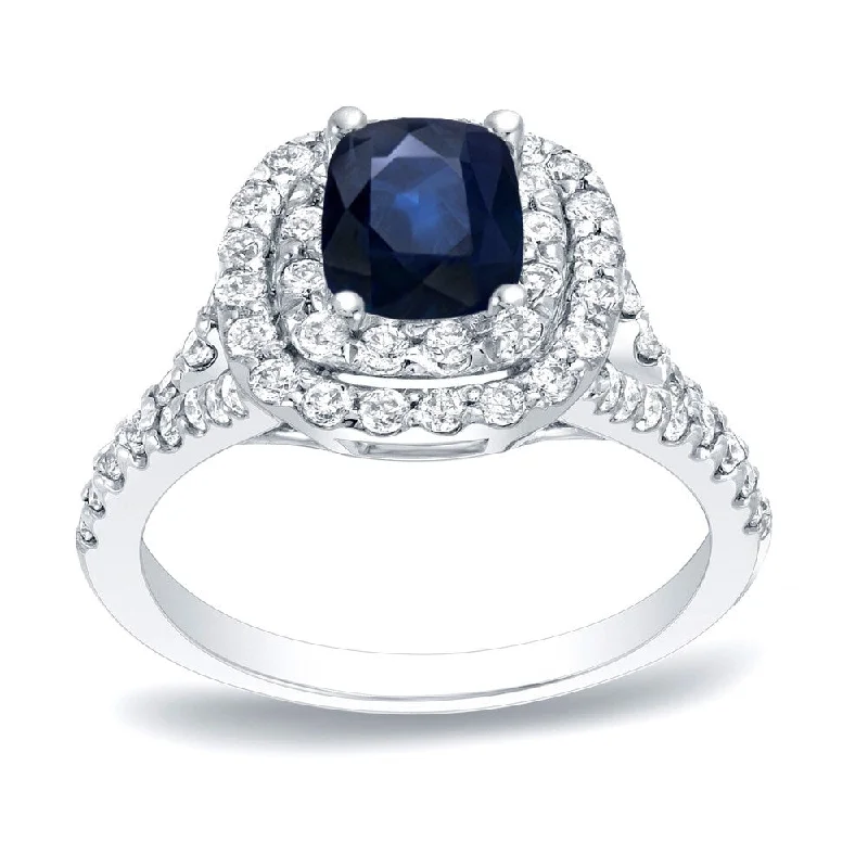 Minimalist Engagement Rings for a Simple and Elegant LookPlatinum 1/2ct Cushion-Cut Blue Sapphire and 3/4ct TDW Diamond Halo Engagement Ring (H-I, SI1-SI2)