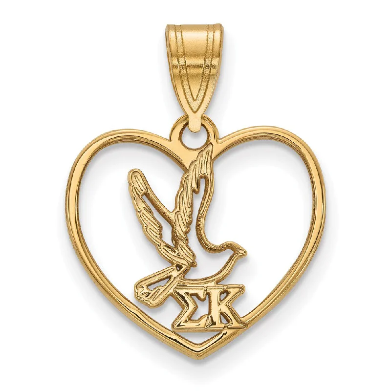 Initial Letter Pendants for a Personalized Touch14K Plated Silver Sigma Kappa Heart Pendant