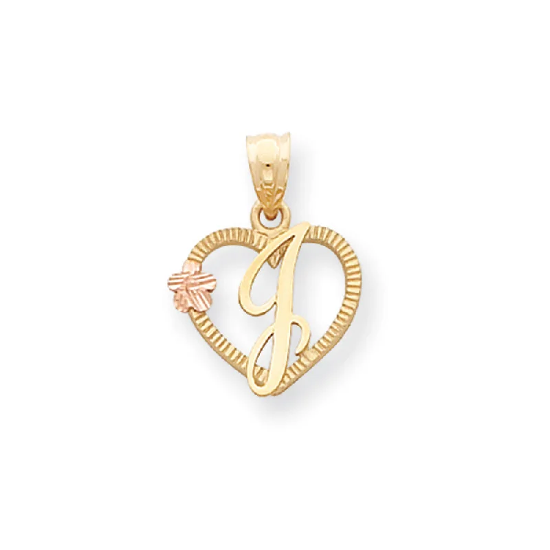 Religious Pendants with Cross or Star of David Designs14k Two Tone Gold Grace Collection 15mm Heart Initial J Pendant