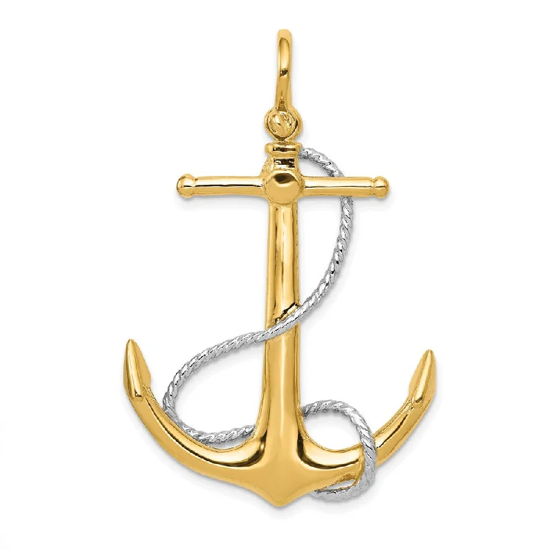 Animal - Shaped Pendants in Sterling Silver14k Two Tone Gold Large 3D Anchor with Entwined Rope Pendant