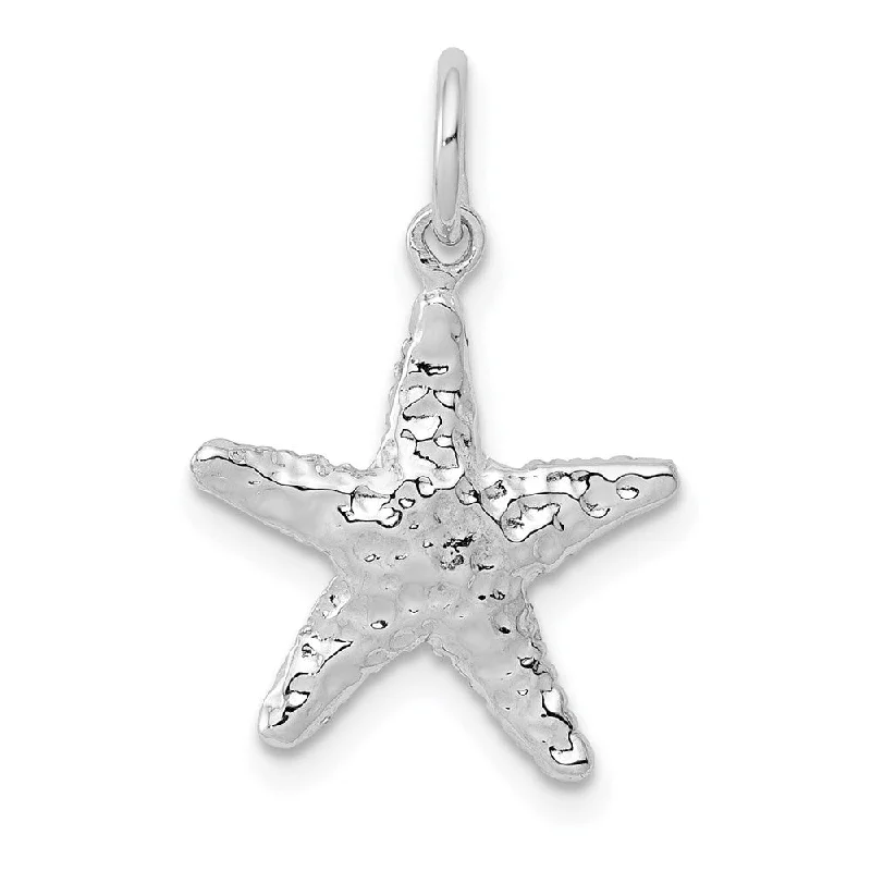 Gemstone - Encrusted Pendants with a Sparkling Centerpiece14k White Gold 13mm 3D Textured Starfish Charm