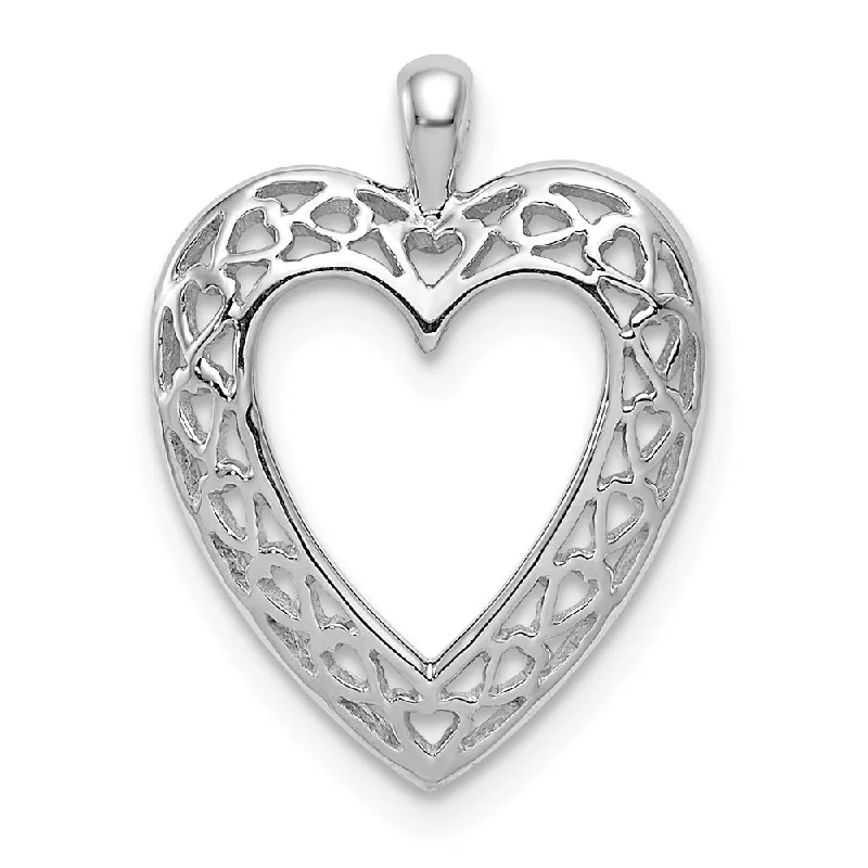 Religious Pendants with Cross or Star of David Designs14k White Gold Cutout Open Heart Pendant