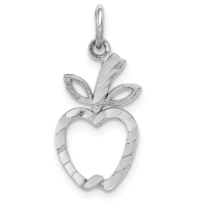 Gemstone - Encrusted Pendants with a Sparkling Centerpiece14k White Gold Diamond Cut Apple Silhouette Charm