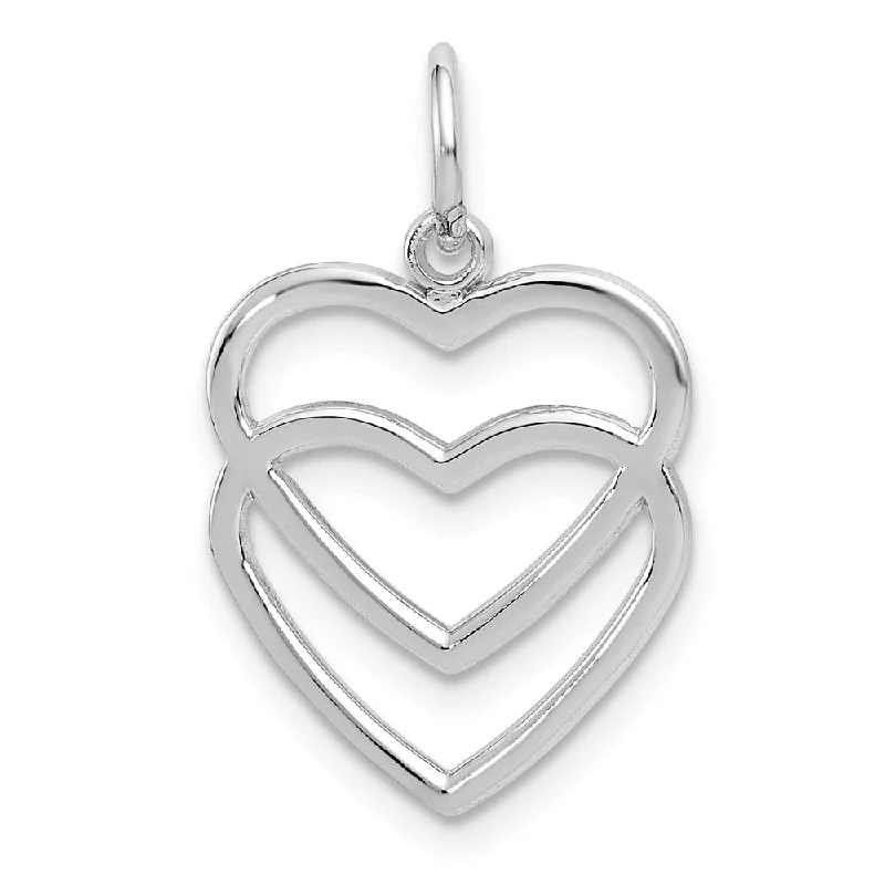 Charm Pendants with Multiple Small Decorative Elements14k White Gold Double Open Heart Charm