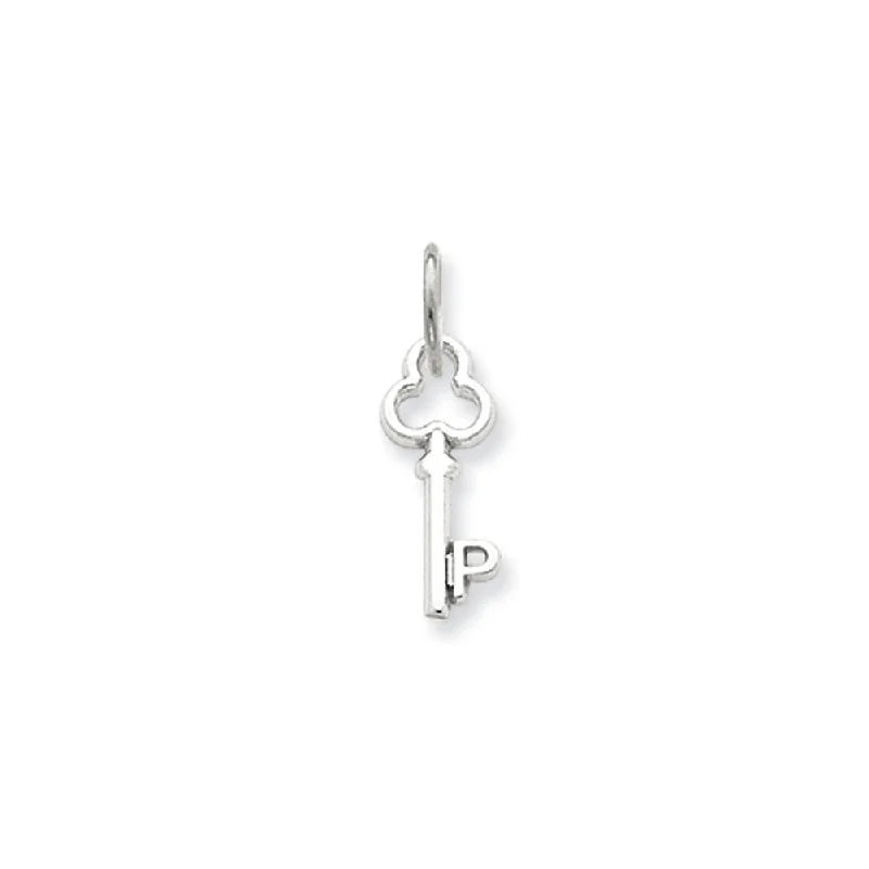 Animal - Shaped Pendants in Sterling Silver14k White Gold, Hannah Collection, Mini Initial P Shamrock Key Charm