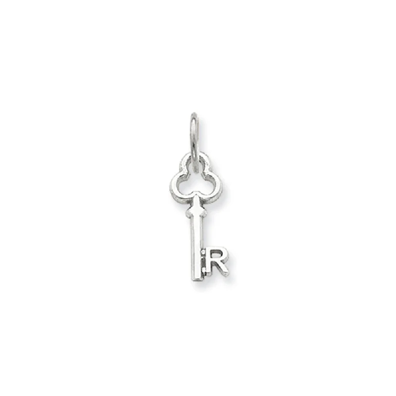 Animal - Shaped Pendants in Sterling Silver14k White Gold, Hannah Collection, Mini Initial R Shamrock Key Charm