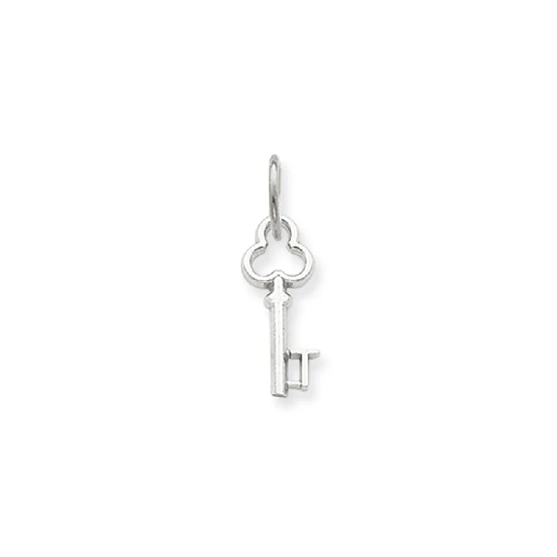 Initial Letter Pendants for a Personalized Touch14k White Gold, Hannah Collection, Mini Initial T Shamrock Key Charm