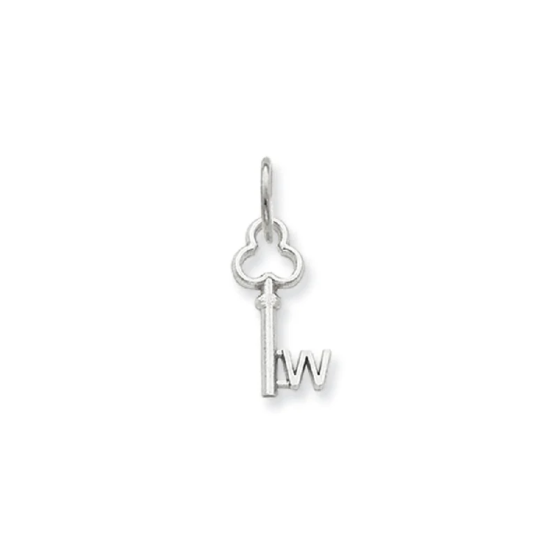 Animal - Shaped Pendants in Sterling Silver14k White Gold, Hannah Collection, Mini Initial W Shamrock Key Charm