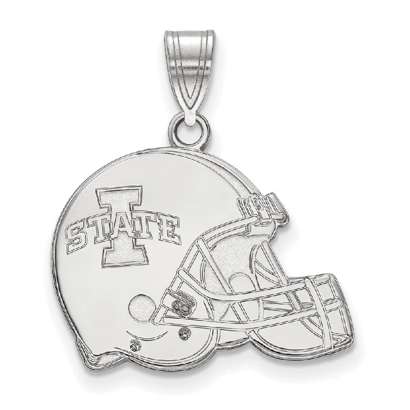 Gemstone - Encrusted Pendants with a Sparkling Centerpiece14K White Gold Iowa State University Flat Football Helmet Pendant