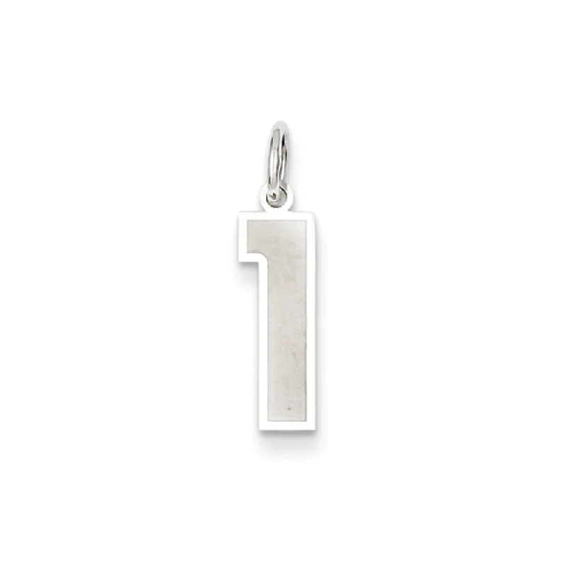 Charm Pendants with Multiple Small Decorative Elements14k White Gold, Jersey Collection, Medium Number 1 Pendant