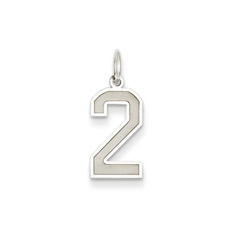 Initial Letter Pendants for a Personalized Touch14k White Gold, Jersey Collection, Medium Number 2 Pendant