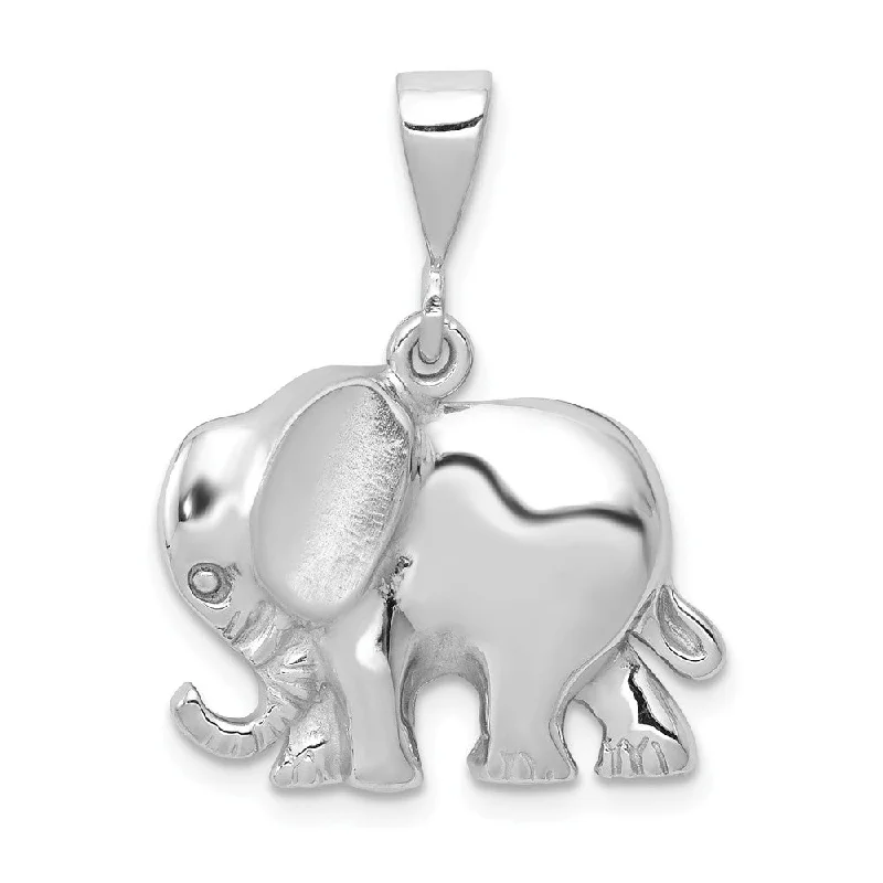 Religious Pendants with Cross or Star of David Designs14k White Gold Polished and Satin Elephant Pendant, 19mm