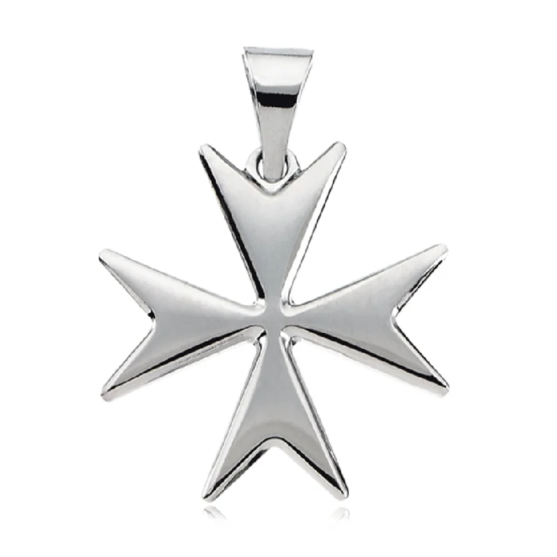 Animal - Shaped Pendants in Sterling Silver14k White Gold Polished Maltese Cross Pendant, 18mm