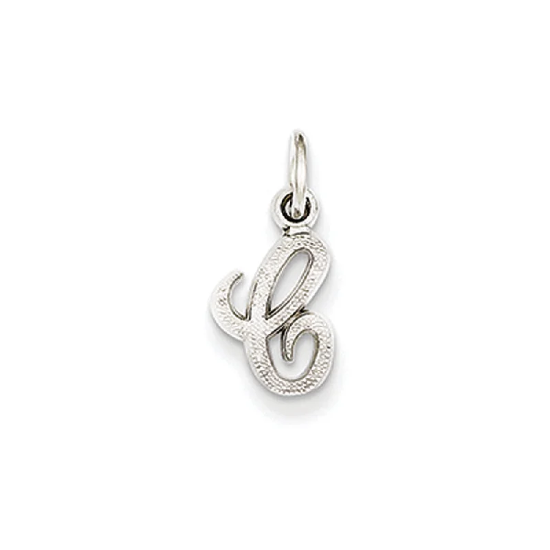 Charm Pendants with Multiple Small Decorative Elements14k White Gold, Sadie Collection, Mini Satin Script Initial C Charm