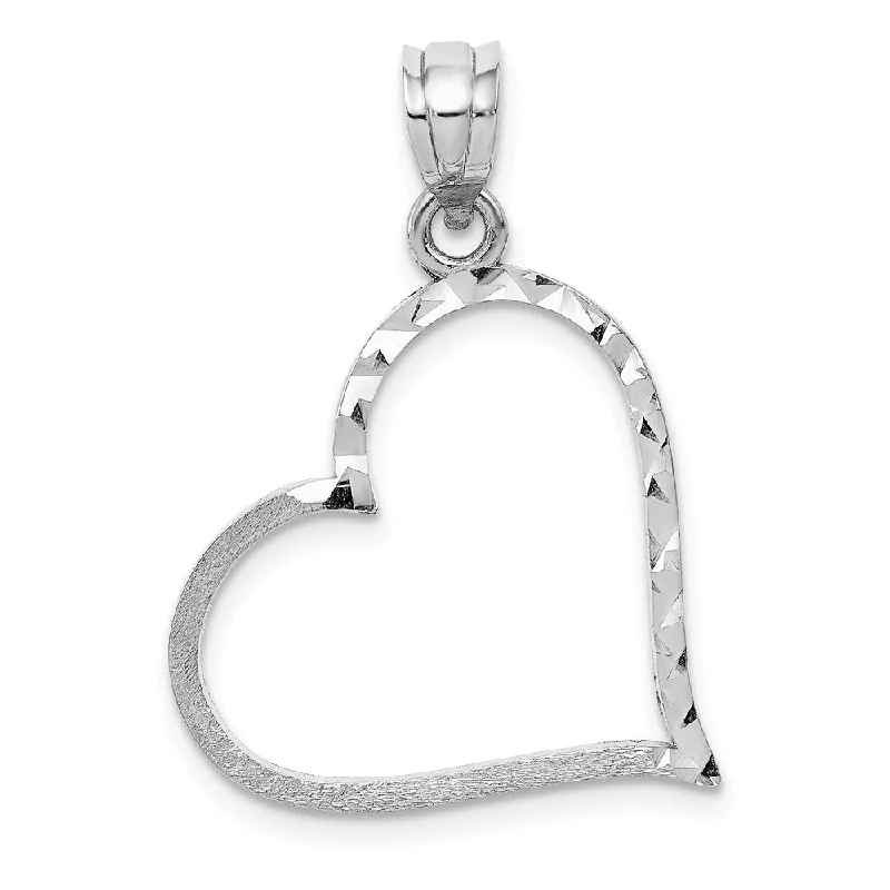 Religious Pendants with Cross or Star of David Designs14k White Gold Satin Finished Reversible Heart Pendant, 30mm