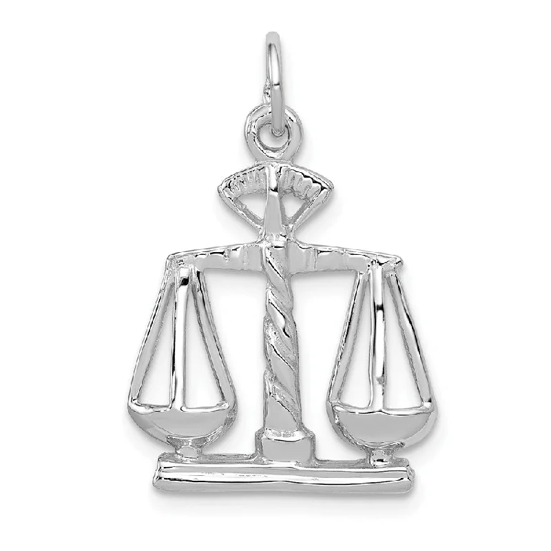 Religious Pendants with Cross or Star of David Designs14k White Gold Scales of Justice Charm