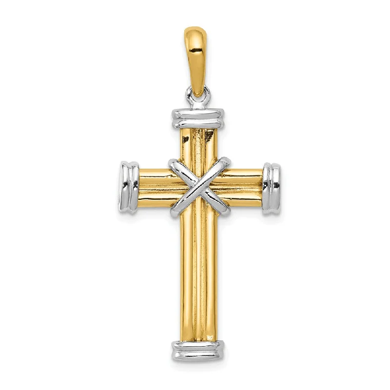 Initial Letter Pendants for a Personalized Touch14k Yellow and White Gold, Two Tone Rope Cross Pendant