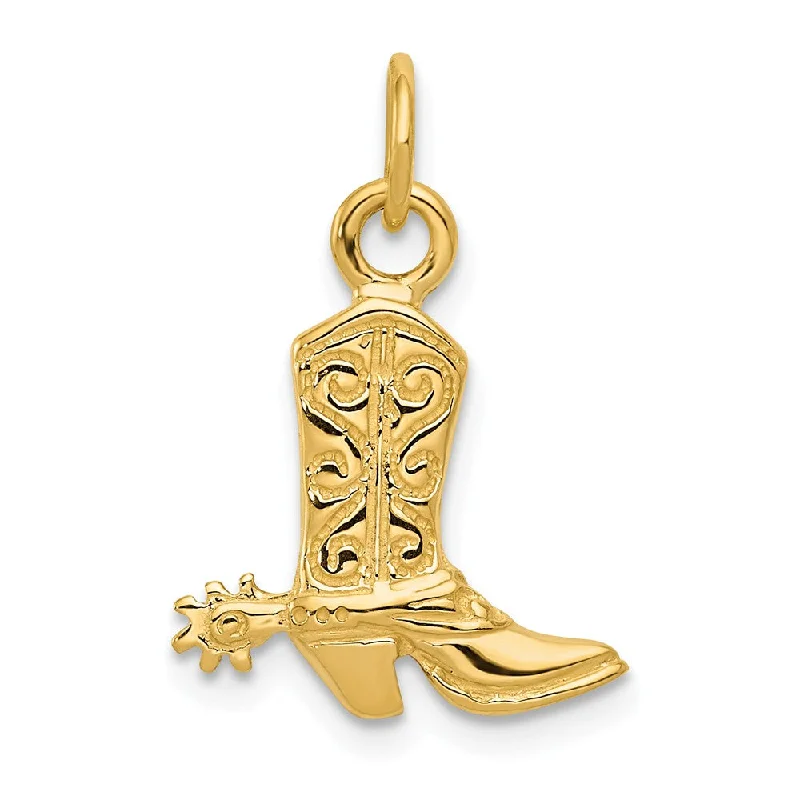 Initial Letter Pendants for a Personalized Touch14k Yellow Gold 2D Cowboy Boot with Spur Charm