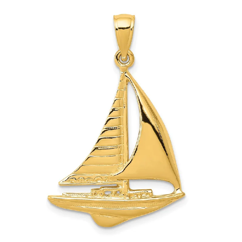 Initial Letter Pendants for a Personalized Touch14k Yellow Gold 2D Polished Sailboat Pendant