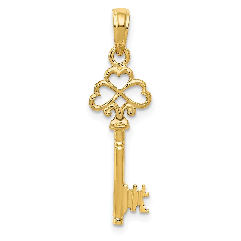 Gemstone - Encrusted Pendants with a Sparkling Centerpiece14k Yellow Gold 3D Gold Key Charm