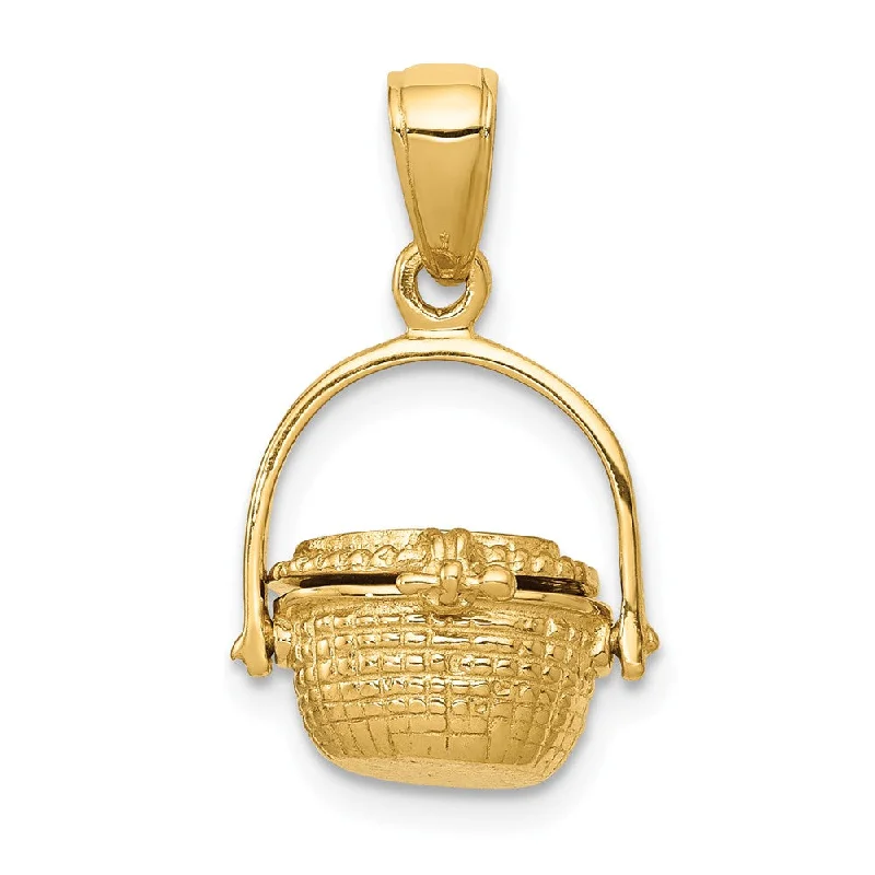 Religious Pendants with Cross or Star of David Designs14k Yellow Gold 3D Moveable Nantucket Basket Pendant