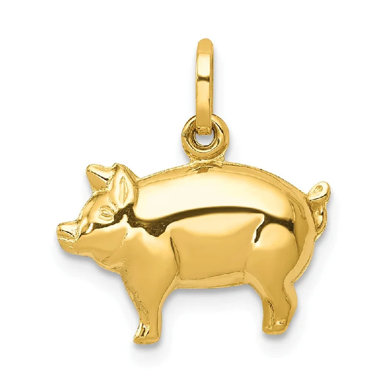 Initial Letter Pendants for a Personalized Touch14k Yellow Gold 3D Polished Pig Charm or Pendant