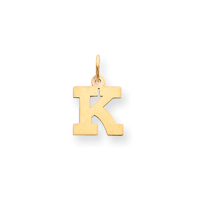 Religious Pendants with Cross or Star of David Designs14k Yellow Gold, Amanda Collection, Small Block Initial K Pendant