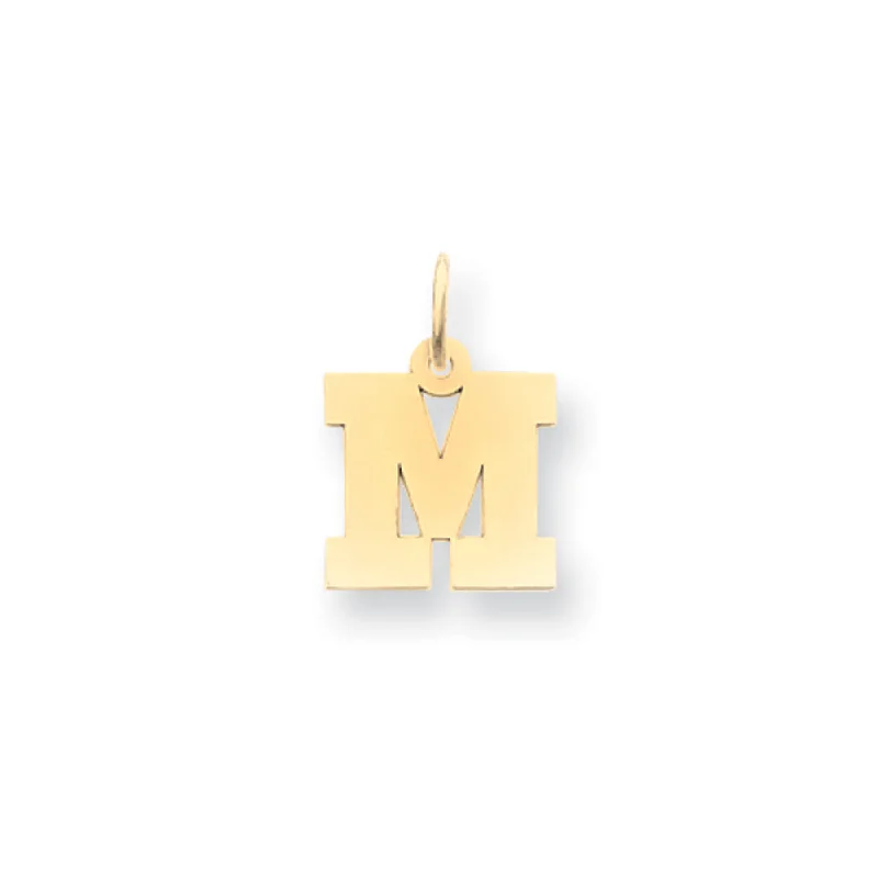 Charm Pendants with Multiple Small Decorative Elements14k Yellow Gold, Amanda Collection, Small Block Initial M Pendant