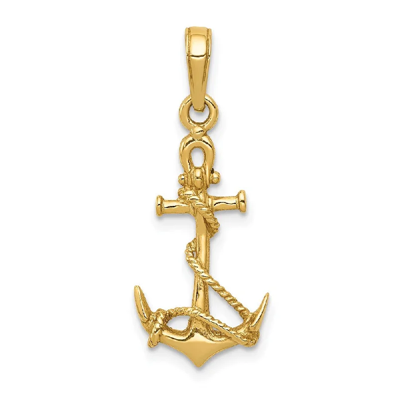 Religious Pendants with Cross or Star of David Designs14k Yellow Gold Anchor with Shackle and Entwined Rope Pendant