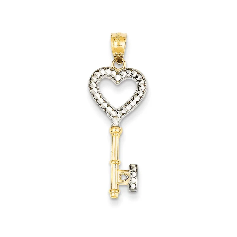 Animal - Shaped Pendants in Sterling Silver14k Yellow Gold and White Rhodium Heart Key Pendant, 10mm