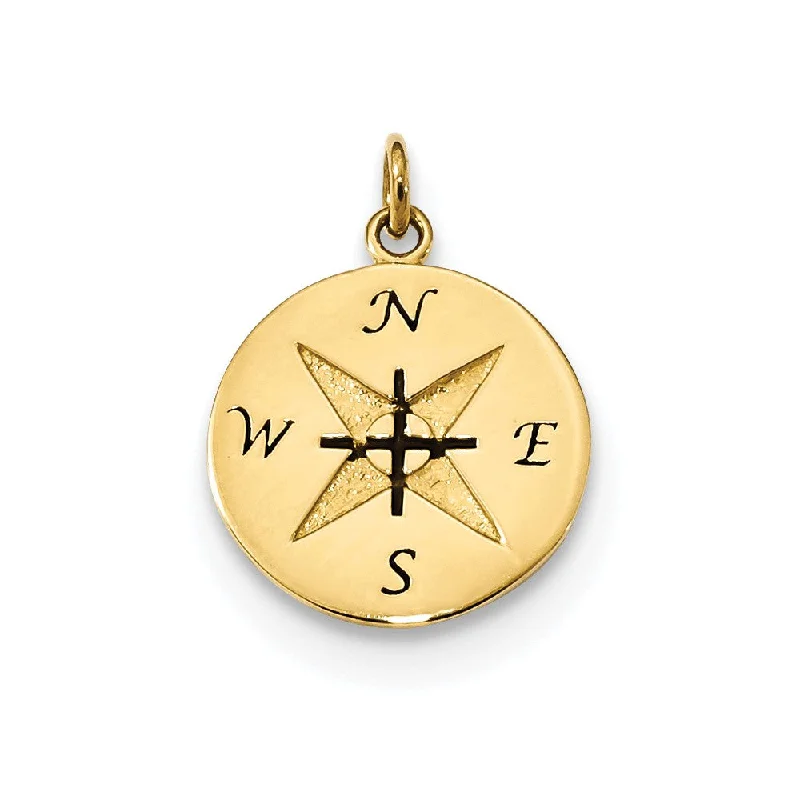 Religious Pendants with Cross or Star of David Designs14k Yellow Gold Antiqued Compass Charm or Pendant, 14mm (9/16 Inch)