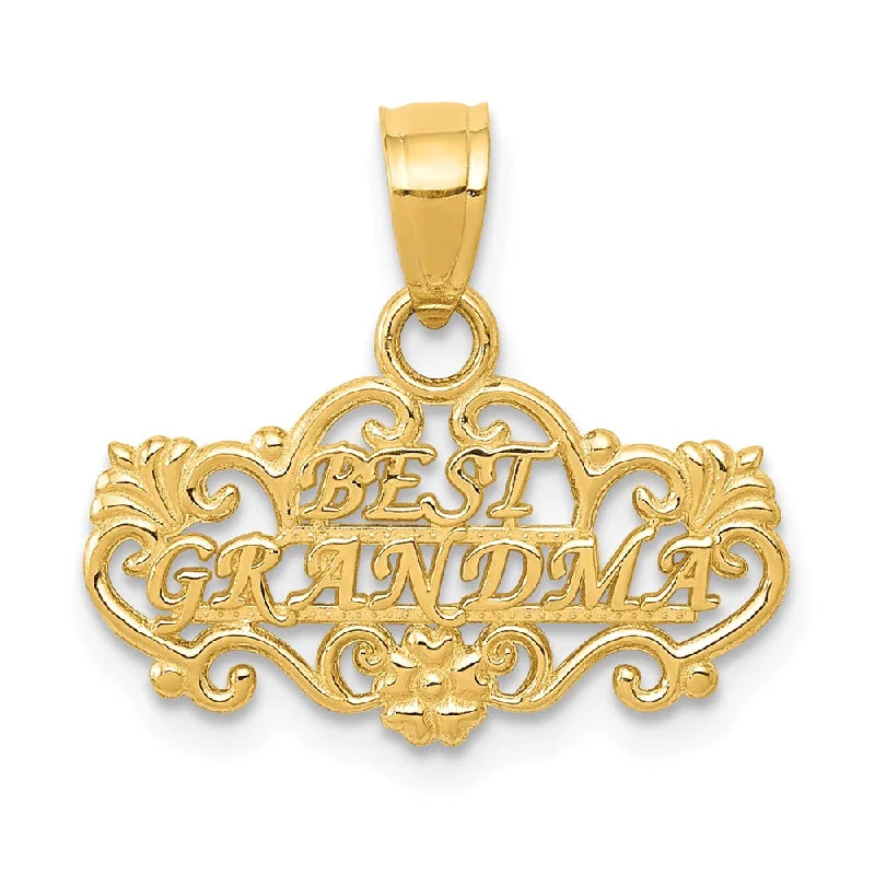 Religious Pendants with Cross or Star of David Designs14k Yellow Gold Best Grandma Pendant, 18mm