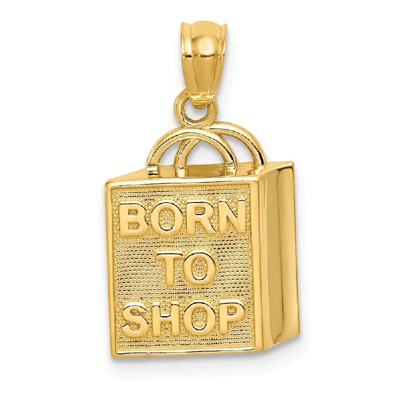 Charm Pendants with Multiple Small Decorative Elements14k Yellow Gold Born to Shop Tote Bag Pendant