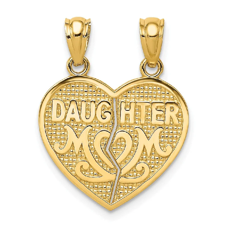 Initial Letter Pendants for a Personalized Touch14k Yellow Gold Daughter, Mom Set of 2 Heart Pendant, 17mm