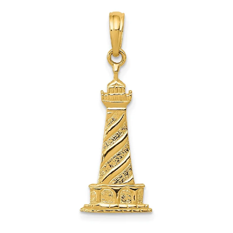 Gemstone - Encrusted Pendants with a Sparkling Centerpiece14k Yellow Gold Diagonal Stripe Lighthouse Pendant