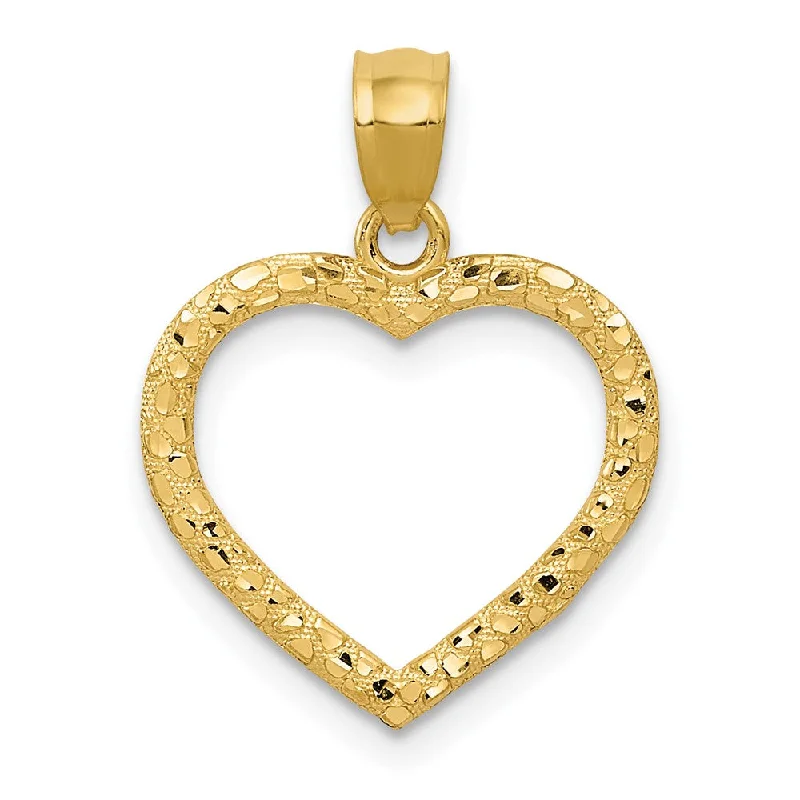 Charm Pendants with Multiple Small Decorative Elements14k Yellow Gold Diamond Cut Nugget Heart Pendant