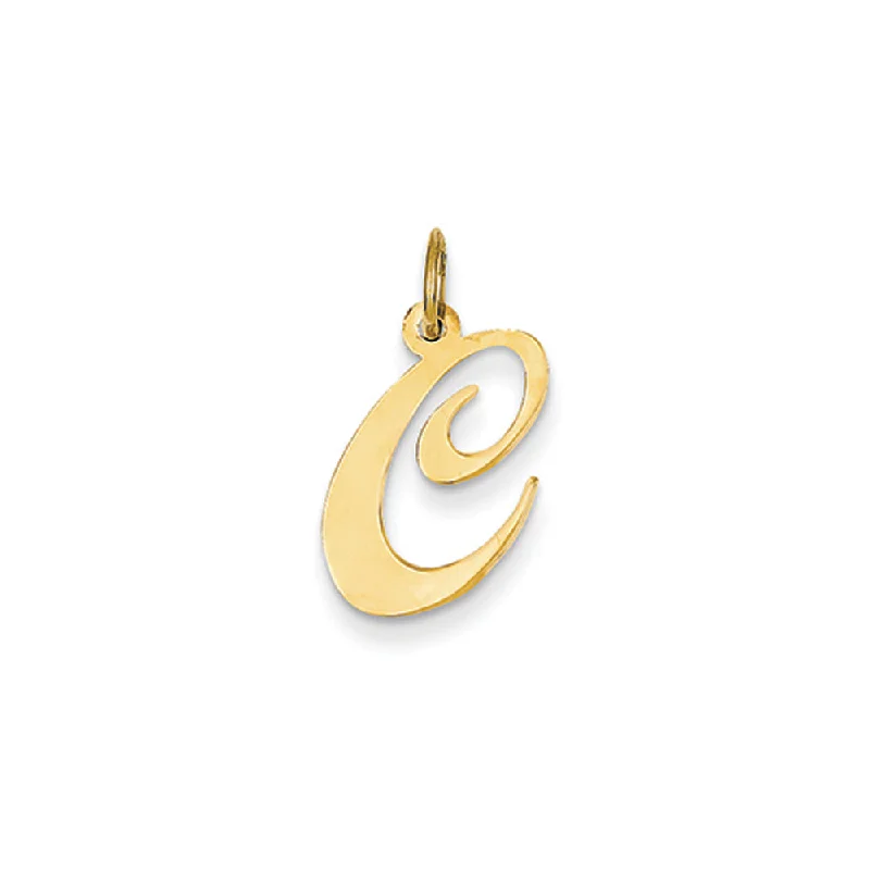 Initial Letter Pendants for a Personalized Touch14k Yellow Gold, Ella Collection Medium Fancy Script Initial C Pendant