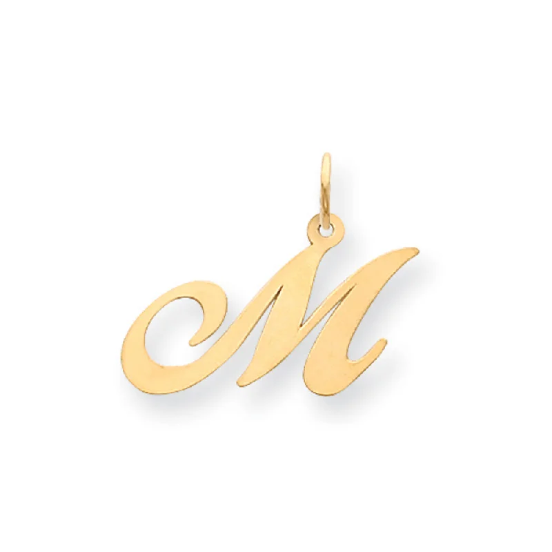 Animal - Shaped Pendants in Sterling Silver14k Yellow Gold, Ella Collection Medium Fancy Script Initial M Pendant