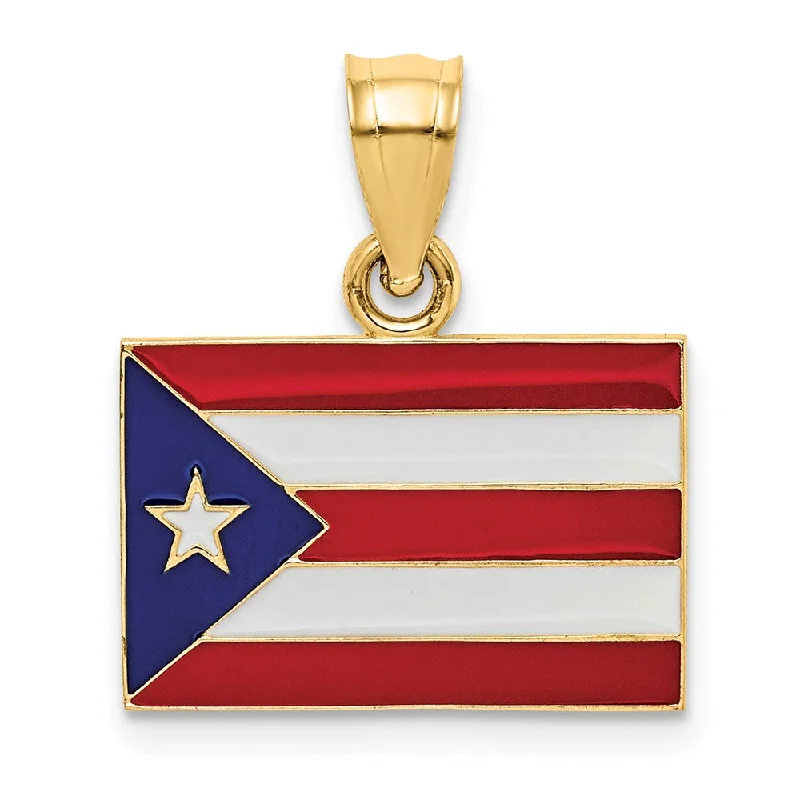 Charm Pendants with Multiple Small Decorative Elements14k Yellow Gold Enameled Flag of Puerto Rico Pendant