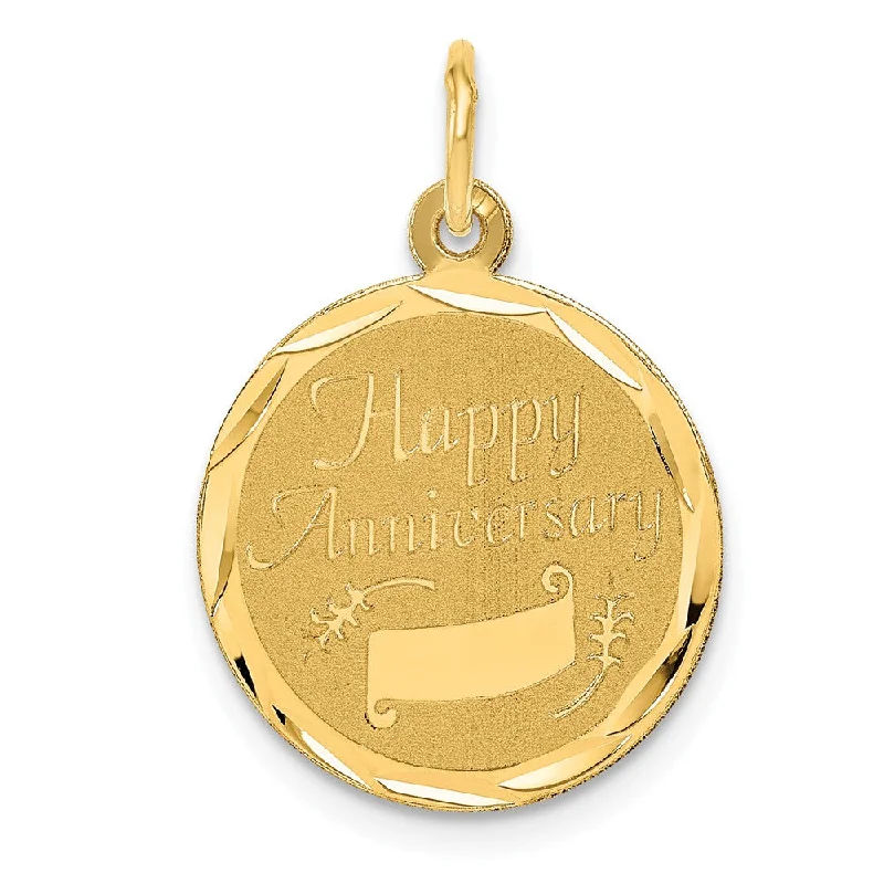 Charm Pendants with Multiple Small Decorative Elements14k Yellow Gold Happy Anniversary Circle Banner Charm or Pendant, 16mm