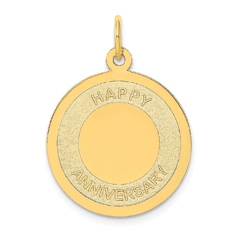 Initial Letter Pendants for a Personalized Touch14k Yellow Gold Happy Anniversary Disc Charm or Pendant, 20mm