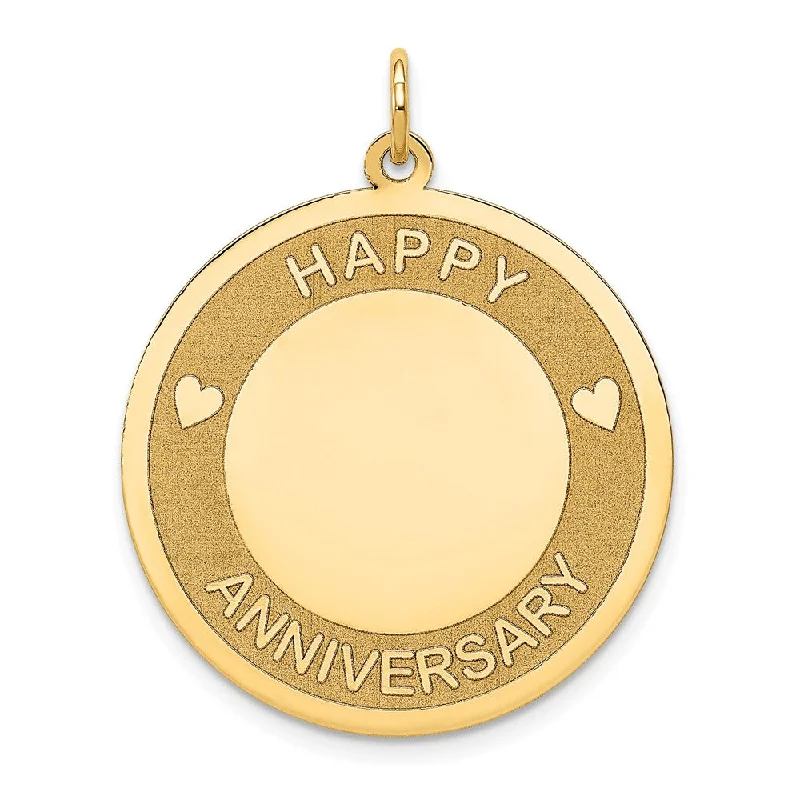 Gemstone - Encrusted Pendants with a Sparkling Centerpiece14k Yellow Gold Happy Anniversary Disc Pendant, 25mm