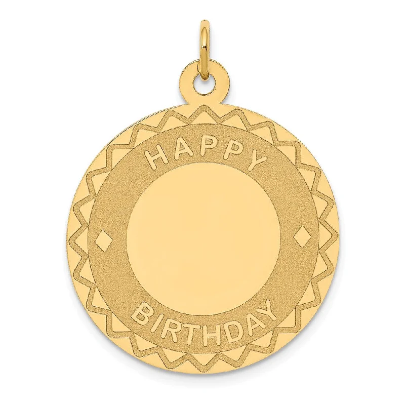 Gemstone - Encrusted Pendants with a Sparkling Centerpiece14k Yellow Gold Happy Birthday Pendant, 26mm