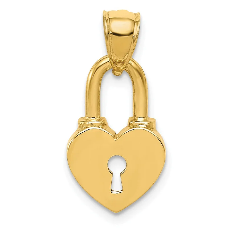 Initial Letter Pendants for a Personalized Touch14k Yellow Gold Heart Key Hole Lock Pendant, 10mm