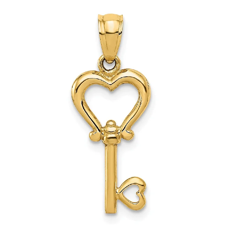 Charm Pendants with Multiple Small Decorative Elements14k Yellow Gold Heart Key Pendant, 9mm