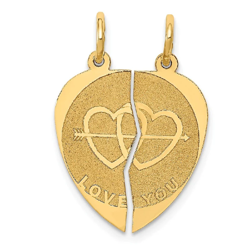 Charm Pendants with Multiple Small Decorative Elements14k Yellow Gold I Love You Set of 2 Charm or Pendants, 17mm