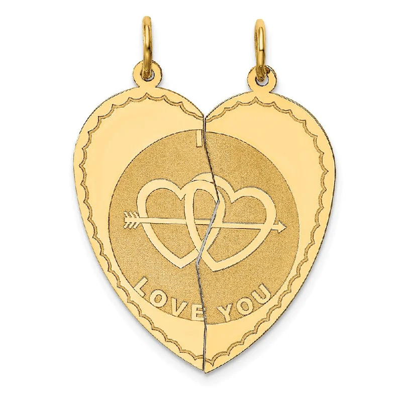 Animal - Shaped Pendants in Sterling Silver14k Yellow Gold I Love You Set of 2 Charm or Pendants, 24mm