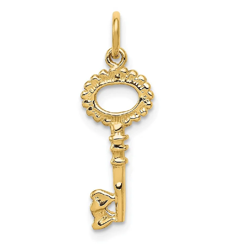 Gemstone - Encrusted Pendants with a Sparkling Centerpiece14k Yellow Gold Key To My Heart, Heart Bit Pendant